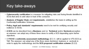 CYRENE Targets of Evaluation - key take aways